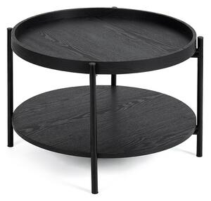 Črna okrogla klubska mizica v hrastovem dekorju ø 64 cm Hagen – Bonami Essentials