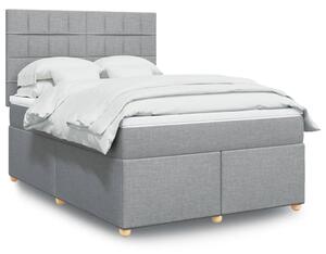 VidaXL Box spring postelja z vzmetnico svetlo siva 160x200 cm žamet