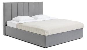 Siva oblazinjena zakonska postelja s prostorom za shranjevanje z letvenim dnom 160x200 cm Thessa Bold Line – Bonami Selection