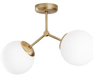 Bela/medeninasta stropna svetilka s steklenim senčilom 15x44 cm Damar – Opviq lights