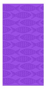 Vijolična bombažna brisača za na plažo 70x140 cm Fishes – B.E.S