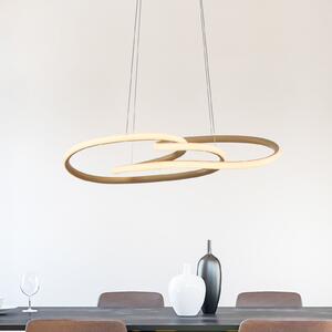 Paul Neuhaus LED-visoka svetilka TWIST, bež, dolžina 76 cm, kovinska, Switchdim, zatemnjen, Bež, Dnevna soba / jedilnica, Aluminij, Sodobni