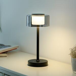 Paul Neuhaus LED namizna svetilka na baterije RIKA, črna, 33 cm, kovina/steklo, dotik za, zatemnjen, Črna, Dnevna soba / jedilnica, Kovina, Sodobni