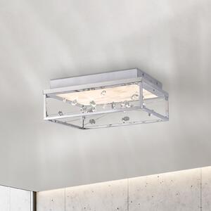 Paul Neuhaus LED-stropna svetilka SKINA, krom, 40 cm, CCT, z možnostjo zatemnitve, daljinski, zatemnjen, Krom, Dnevna soba / jedilnica, Kovina, Sodobni