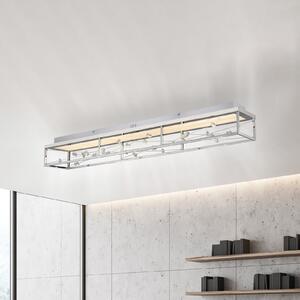 Paul Neuhaus LED-stropna svetilka SKINA, krom, 112 cm, CCT, z daljinskim upravljalnikom za, zatemnjen, Krom, Dnevna soba / jedilnica, Kovina, Sodobni