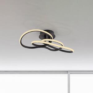 Paul Neuhaus LED-stropna svetilka TWIST, črna, dolžina 90 cm, kovinska, Switchdim, zatemnjen, Črna, Dnevna soba / jedilnica, Aluminij, Sodobni