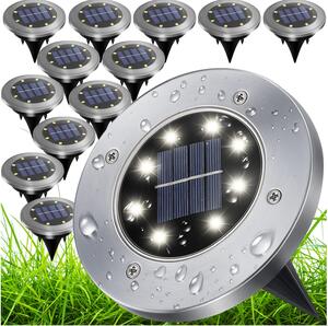 Set 12x inox zunanja solarna talna svetilka 6000K