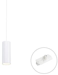 Dizajnerska viseča svetilka bela vklj. adapter za tirnico 1-fazna - Iconic Tubo