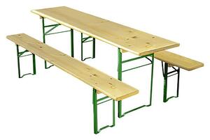 Sunfun Gasilska garnitura (Miza (D x Š x V): 220 x 50 x 77 cm, Klop (D x Š x V): 220 x 25 x 49 cm, Brez naslonjala, Les iglavcev/Jeklo, Lazurno obarva