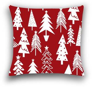 Komplet posteljnine iz mikrovlaken + okrasna prevleka za vzglavnik 40x40 cm CHRISTMAS TREES rdeča