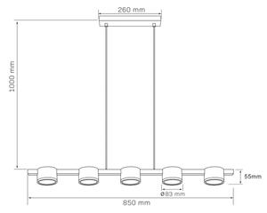 LED Lestenec na vrvici MIRELLA 5xGX53/6W/230V črna