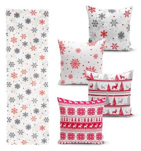 4 božične prevleke za okrasne blazine in namizni tekač Minimalist Cushion Covers Red Christmas