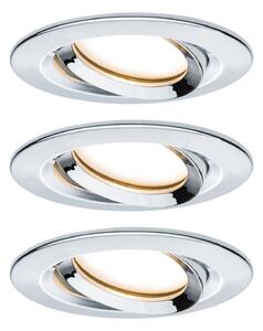 Paulmann LED-reflektor Nova Plus Coin, 3-delni, okrogel, krom, 2.700 K, IP65, zatemnjen, Krom, Hodnik, Kovina, Sodobni, Vgradne svetilke okrogle