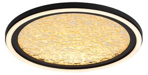 Searchlight LED stropna svetilka Luna, Ø 30 cm, črna/zlata, kovina, zatemnjen, Zlata / medeninasta, Dnevna soba / jedilnica, Kovina