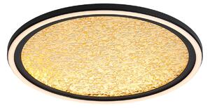 Searchlight LED stropna svetilka Luna, Ø 40 cm, črna/zlata, kovina, zatemnjen, Zlata / medeninasta, Dnevna soba / jedilnica, Kovina