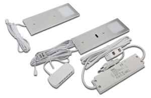 Hera LED svetilka za pod omarico Eco-Pad F 2x set 3.000K aluminij, zatemnjen, Kovinska, Kuhinja, Kovina, Sodobni