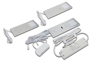 Hera LED svetilka pod omarico Eco-Pad F 3x set 3.000K aluminij, zatemnjen, Kovinska, Kuhinja, Kovina, Sodobni