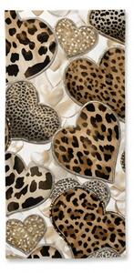 Hitrosušeča plažna brisača LEOPARD SRCA rjavo-bela 70 x 140 cm, 100% mikrotkanina