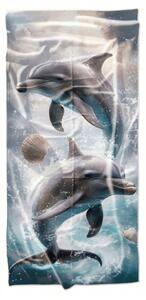 Hitro sušeča se plažna brisača DOLPHINS modra 70 x 140 cm, 100% mikrotkanina