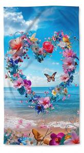 Hitrosušeča se brisača za plažo FLOWER LOVE barvna 70 x 140 cm, 100% mikrotkanina