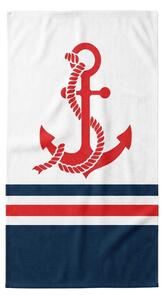 Hitrosušeča XXL plažna brisača CAPTAIN bela 150 x 210 cm, 100% mikrotkanina