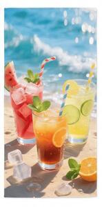 Hitro sušeča XL plažna brisača COLD DRINKS barvna 100 x 180 cm, 100% mikrotkanina