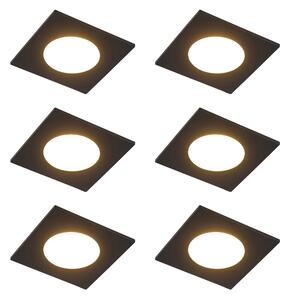 Komplet 6 modernih vgradnih reflektorjev črne barve z LED 3-stopenjsko zatemnitvijo IP65 - Simply