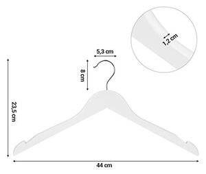Lesena obešalnik za oblačila, 360° rotirajoča kljuka, protizdrsna, dolžina 44 cm, bela