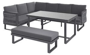 JEDILNA LOUNGE GARNITURA mrežasta prevleka, tekstilno pletivo, tkanina aluminij