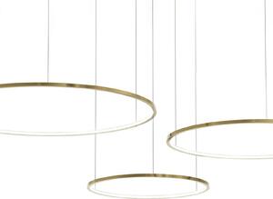Milagro Lighting LED viseča svetilka Saturno, zlata, 3-svetilna, kovina, 4.000 K, Zlata / medeninasta, Dnevna soba / jedilnica, Kovina, Sodobni