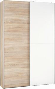 Livetastic Omara Z Drsnimi Vrati Aladin, Barva Hrasta, Bela, 125cm