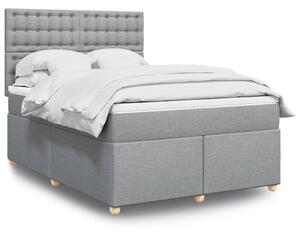 VidaXL Box spring postelja z vzmetnico svetlo siva 160x200 cm žamet