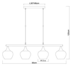 Globo 15548-4H1 - Lestenec na vrvici MAXY 4xE27/40W/230V