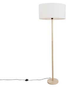 Lesena stoječa svetilka z ovalnim platnenim senčilom bela 50 cm - Mels