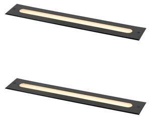 Komplet 2 modernih talnih reflektorjev črne barve 50 cm vklj. LED IP65 - Eline