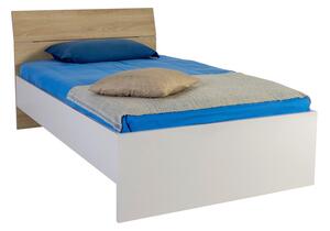 POSTELJA 120 cm x 200 cm , leseni material barve hrasta, kašmir
