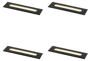 Komplet 4 modernih talnih reflektorjev črne barve 30 cm vklj. LED IP65 - Eline