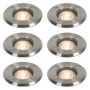 Komplet 6 zunanjih talnih reflektorjev jeklo 11 cm IP67 - Basic Round