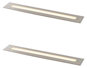 Komplet 2 modernih talnih reflektorjev jeklo 50 cm vklj. LED IP65 - Eline
