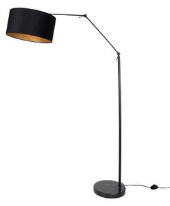 Nastavljiva črna stoječa svetilka s črnim senčilom in zlatim notranjim delom 50 cm - Editor