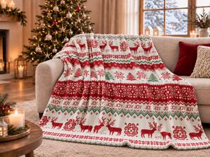 Bela božična deka iz mikropliša CHRISTMAS JOY Dimenzije: 200 x 220 cm