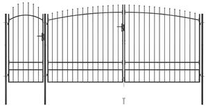 VidaXL Vrtna ograjna vrata s koničastimi vrhovi 5x2,45 m črna