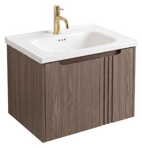 Kopalniška omarica z umivalnikom Rea Rivo DB86-60L-1 Dark 60cm