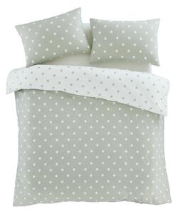 Bela/zelena enojna flanelna posteljnina 135x200 cm Polka Dot – Catherine Lansfield