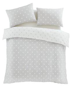 Bela/siva enojna flanelna posteljnina 135x200 cm Polka Dot – Catherine Lansfield