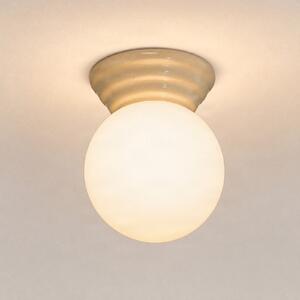 SOLLUX LIGHTING Stropna svetilka Zori, bež/opala, Ø 16 cm, keramika/steklo, IP44, zatemnjen, Bela, Kopalnica, Steklo, Sodobni