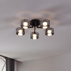 EGLO LED stropna svetilka Copillos, črna Ø 66 cm steklo/kovina 5-kraka., zatemnjen, Črna, Dnevna soba / jedilnica, Steklo, Sodobni, Strop z več plameni