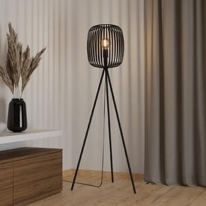 EGLO Stojna svetilka Romazzina, črna, višina 141 cm, kovina, E27, Črna, Dnevna soba / jedilnica, Kovina, Sodobni, Tripod