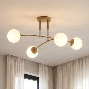 EMIBIG LIGHTING Stropna svetilka Pregos, bež, premer 60 cm, 4-žarilna, kovina/steklo, zatemnjen, Bež, Dnevna soba / jedilnica, Steklo, Sodobni, Globus