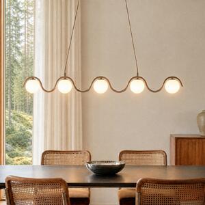 EMIBIG LIGHTING Visoka svetilka SINUS, bež, dolžina 110 cm, 5-žarilna, kovina/steklo, zatemnjen, Bež, Dnevna soba / jedilnica, Steklo, Sodobni, Globus